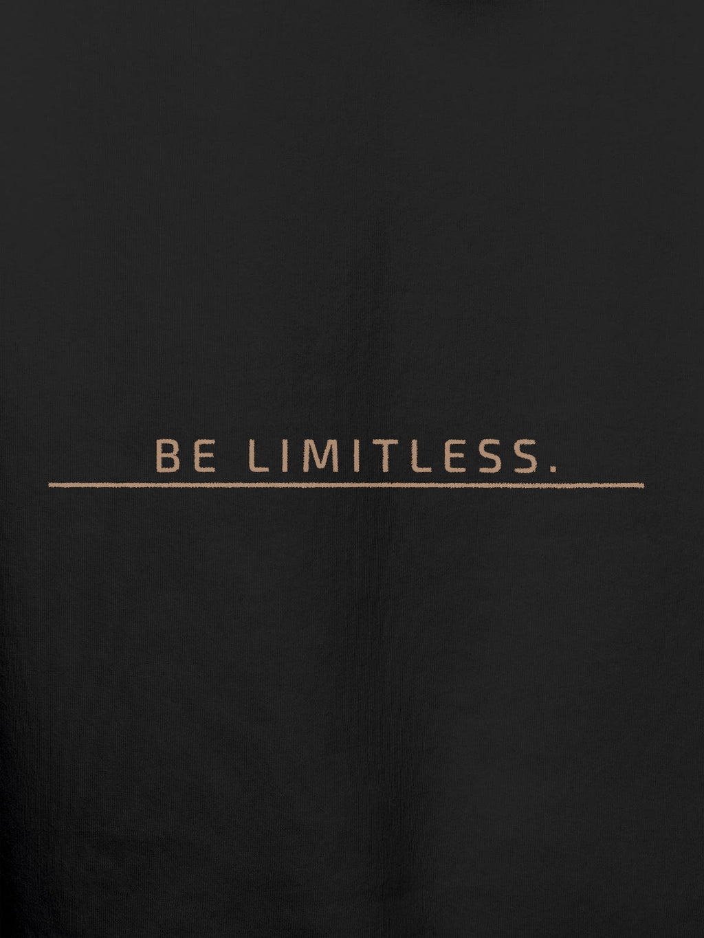 Close up of 'Be Limitless' design on Women's Dark Grey Hoodie Sweatshirt, highlighting intricate details and vibrant print.