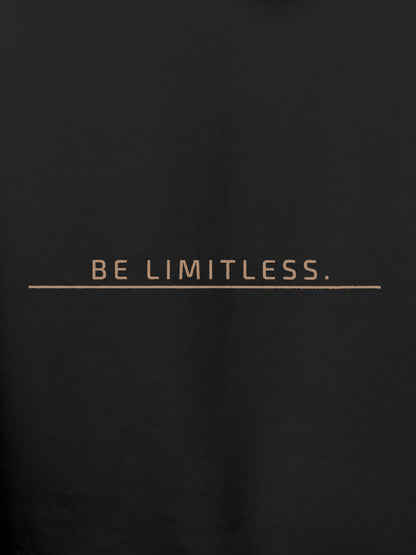 Close up of 'Be Limitless' design on Women's Dark Grey Hoodie Sweatshirt, highlighting intricate details and vibrant print.