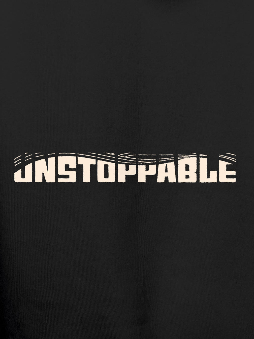 Close up of 'Unstoppable' design on Men's Dark Grey Hoodie Sweatshirt, highlighting intricate details and vibrant print.