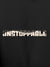 Close up of 'Unstoppable' design on Men's Dark Grey Hoodie Sweatshirt, highlighting intricate details and vibrant print.