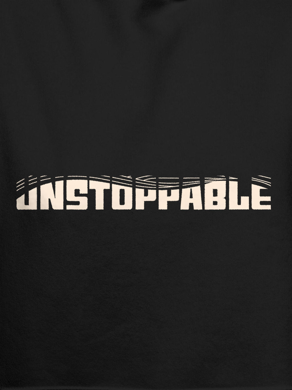 Close up of 'Unstoppable' design on Women's Dark Grey Hoodie Sweatshirt, highlighting intricate details and vibrant print.