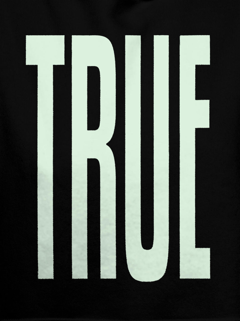 Close up of 'Truth' design on Men's Black Hoodie Sweatshirt, highlighting intricate details and vibrant print.