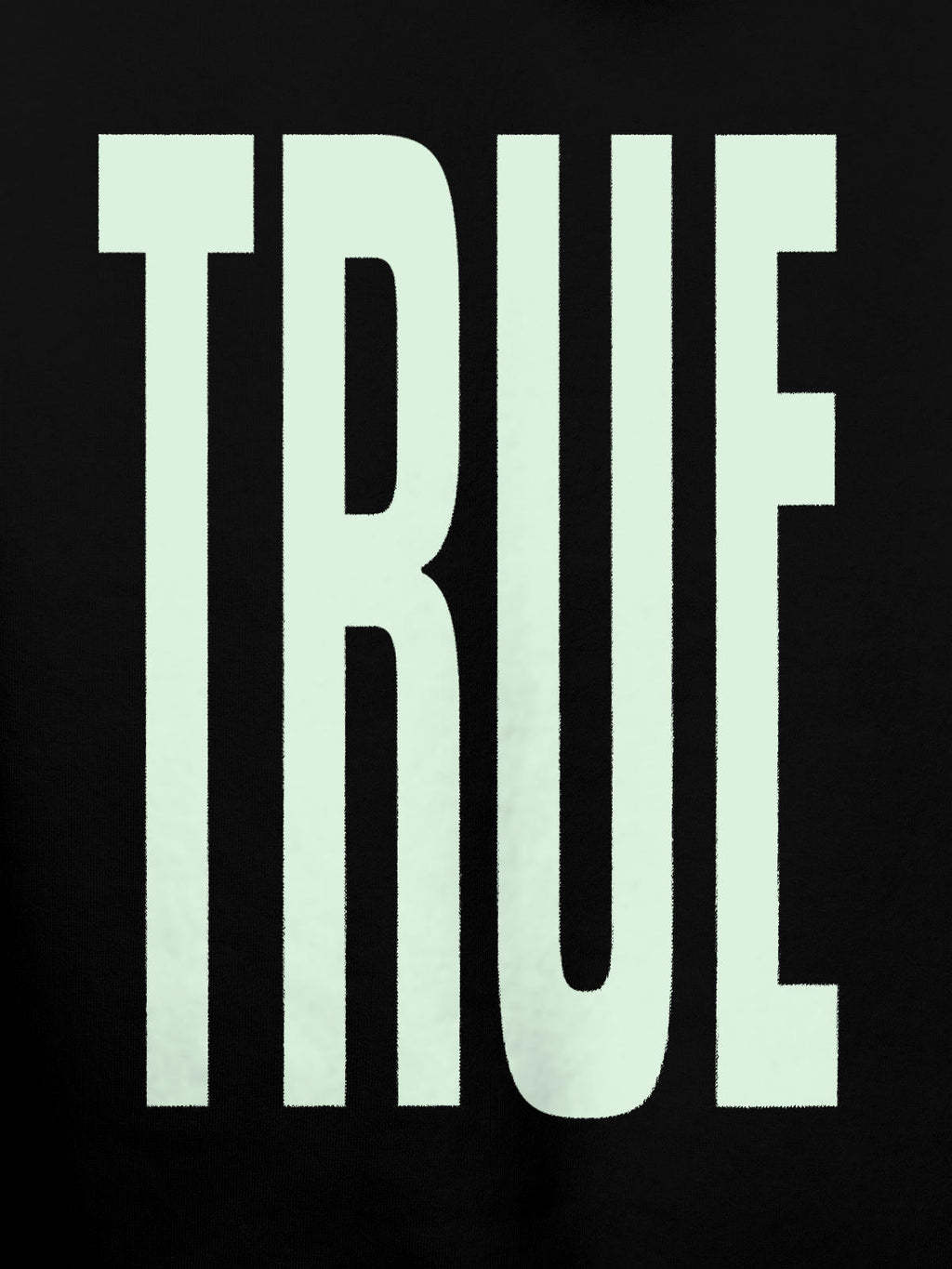 Close up of 'Truth' design on Women's Black Hoodie Sweatshirt, highlighting intricate details and vibrant print.