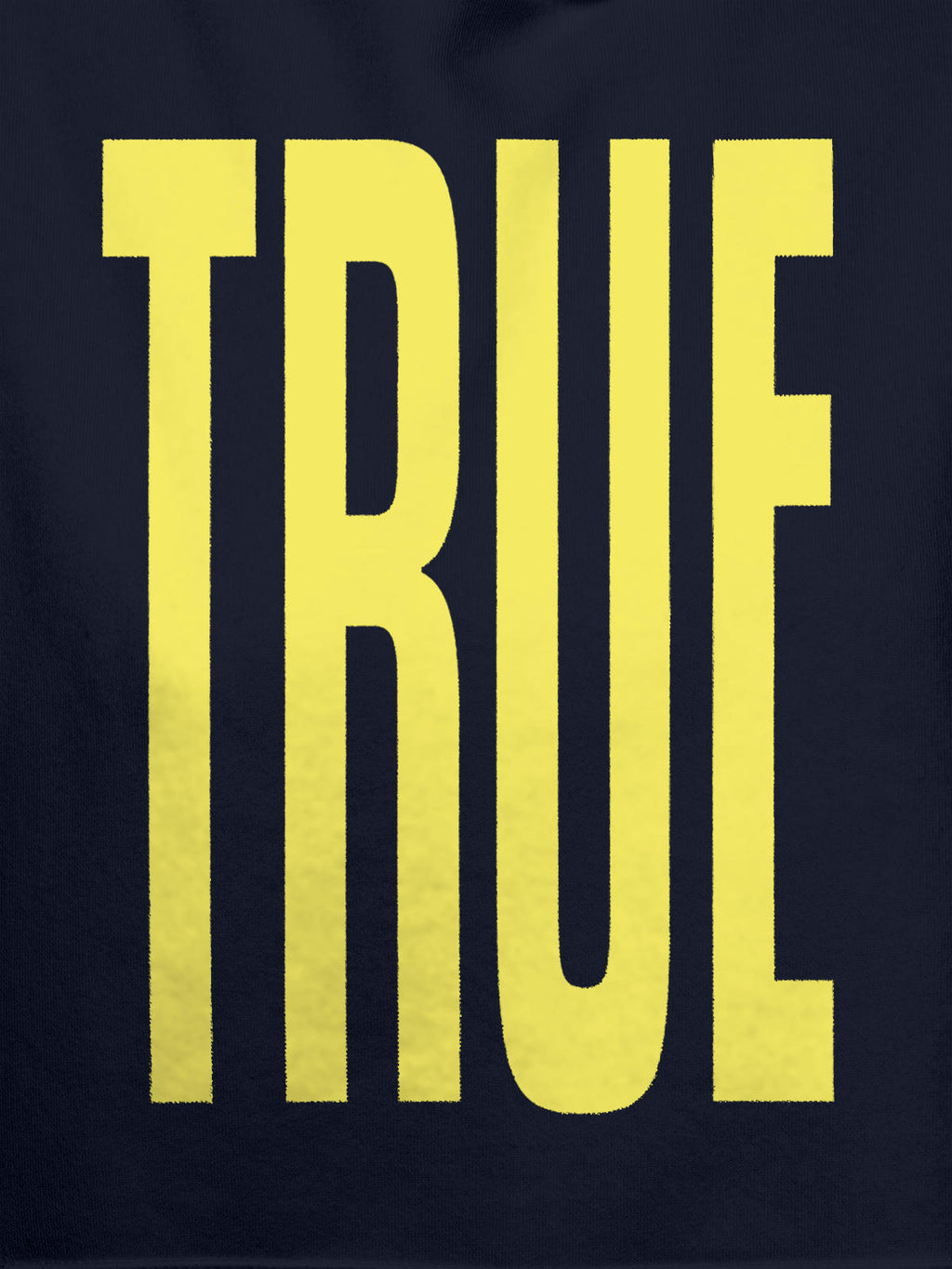 Close up of 'Truth' design on Men's Navy Blue Hoodie Sweatshirt, highlighting intricate details and vibrant print.