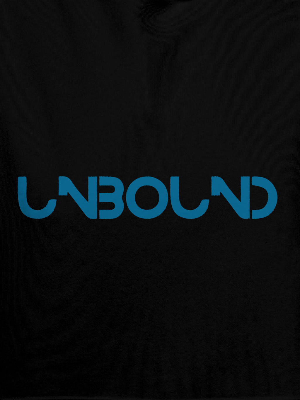 Close up of 'Unbound' design on Women's Black Hoodie Sweatshirt, highlighting intricate details and vibrant print.