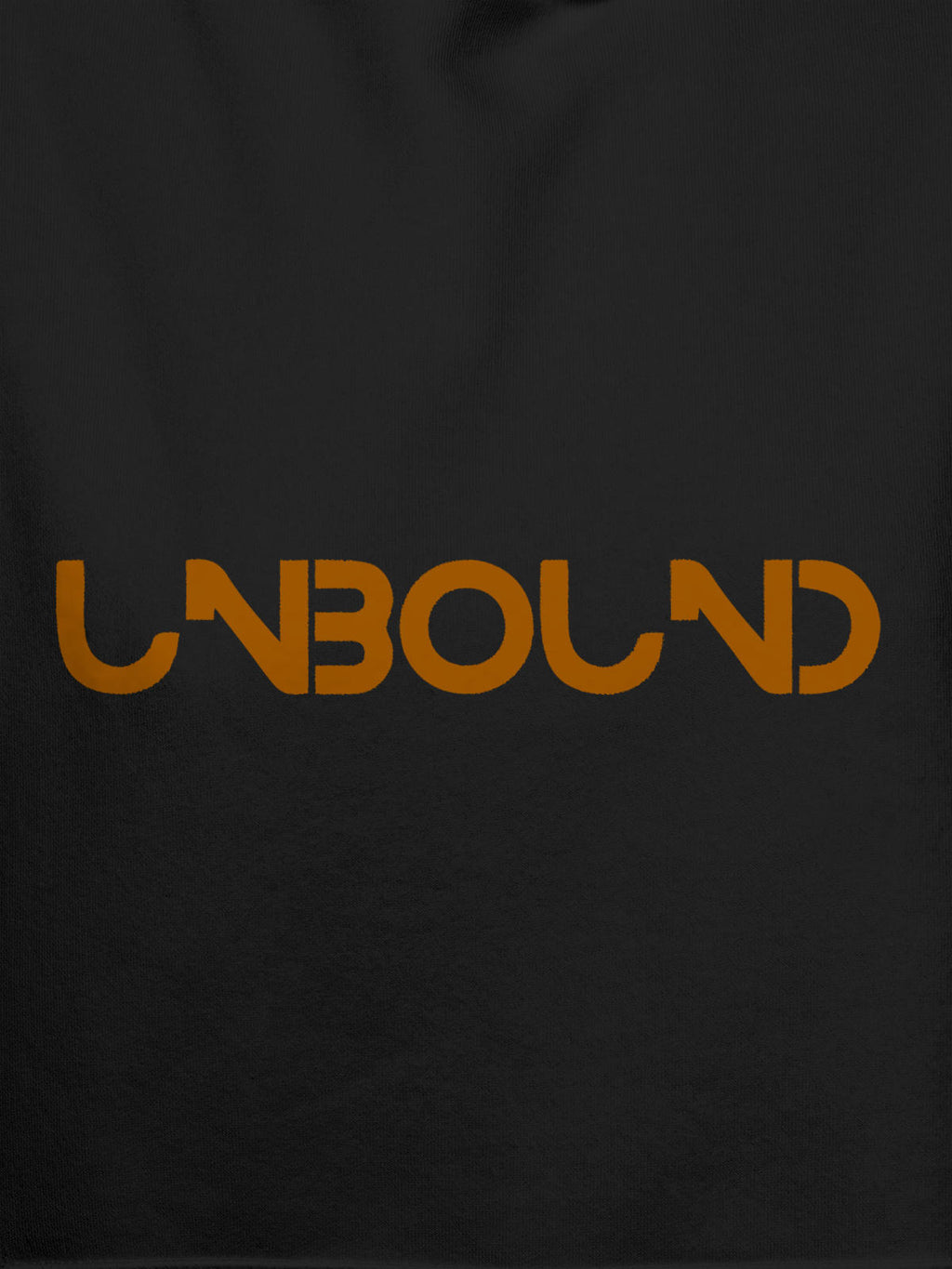 Close up of 'Unbound' design on Women's Dark Grey Hoodie Sweatshirt, highlighting intricate details and vibrant print.