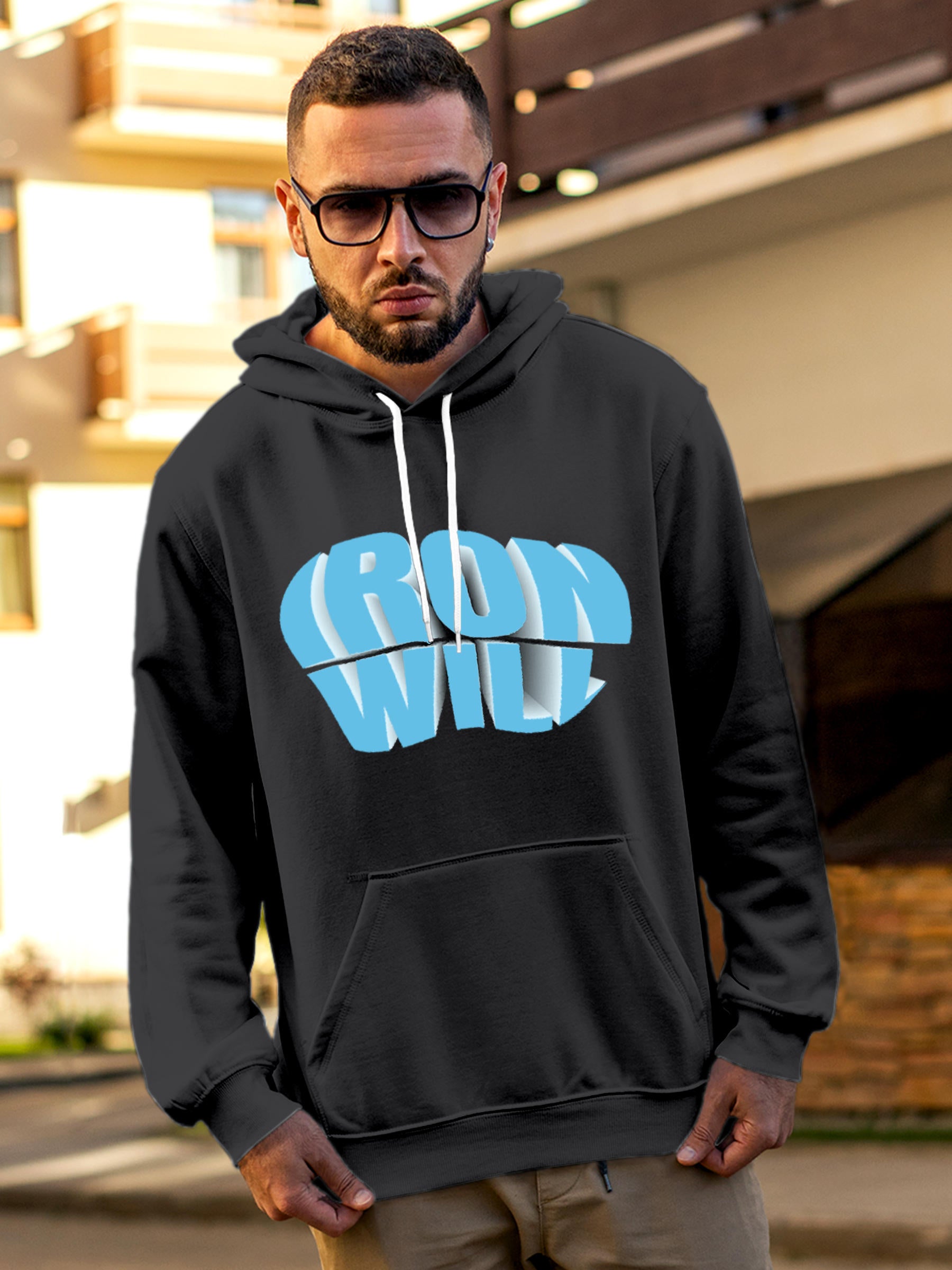 Model wearing Men's Dark Grey Hoodie Sweatshirt with 'Iron Will' design, offering effortless style and premium comfort