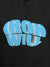 Close up of 'Iron Will' design on Men's Dark Grey Hoodie Sweatshirt, highlighting intricate details and vibrant print.