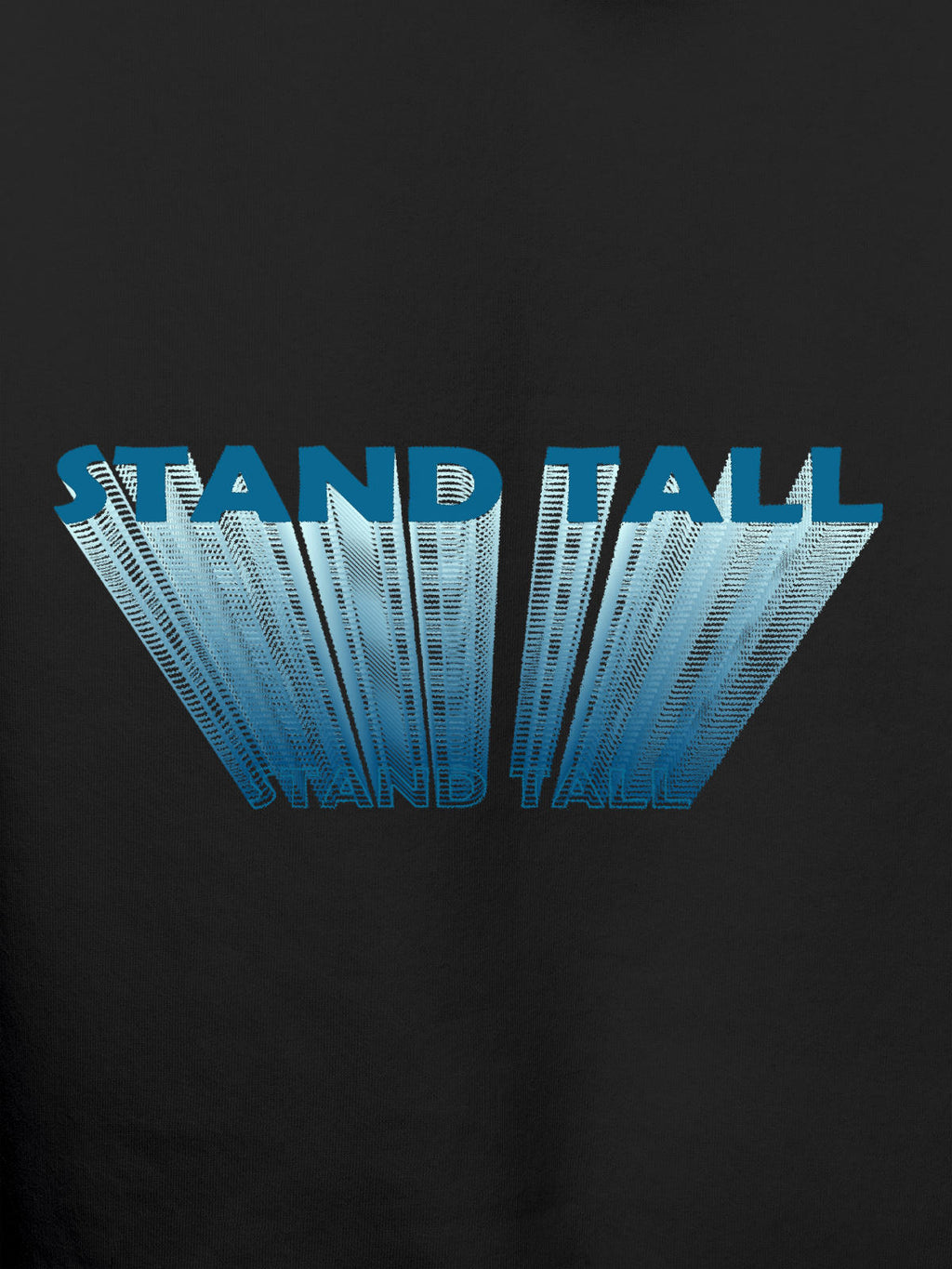 Close up of 'Stand Tall' design on Men's Dark Grey Hoodie Sweatshirt, highlighting intricate details and vibrant print.