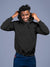 Front view of Fighterhero Men's Dark Grey Hoodie Sweatshirt, highlighting the modern look and clean finish