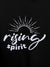 Close up of 'Rising Spirit' design on Women's Black Hoodie Sweatshirt, highlighting intricate details and vibrant print.