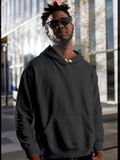 Front view of Fighterhero Men's Dark Grey Hoodie Sweatshirt, highlighting the modern look and clean finish