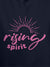 Close up of 'Rising Spirit' design on Men's Navy Blue Hoodie Sweatshirt, highlighting intricate details and vibrant print.