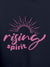 Close up of 'Rising Spirit' design on Women's Navy Blue Hoodie Sweatshirt, highlighting intricate details and vibrant print.