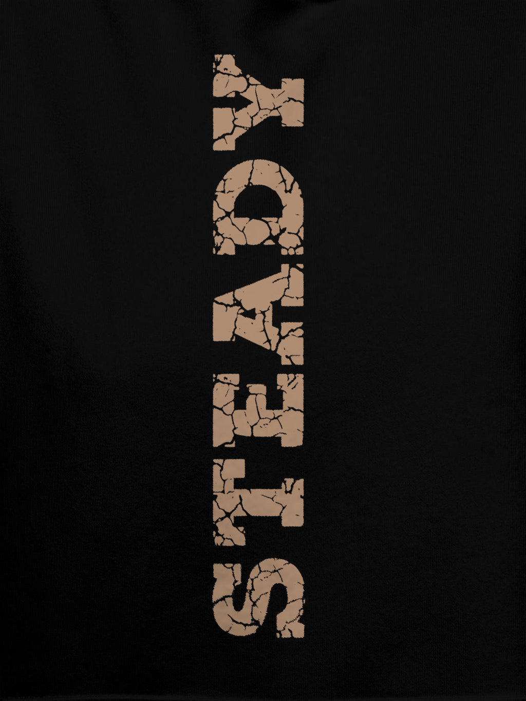 Close up of 'Steady' design on Women's Black Hoodie Sweatshirt, highlighting intricate details and vibrant print.