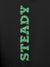 Close up of 'Steady' design on Men's Dark Grey Hoodie Sweatshirt, highlighting intricate details and vibrant print.