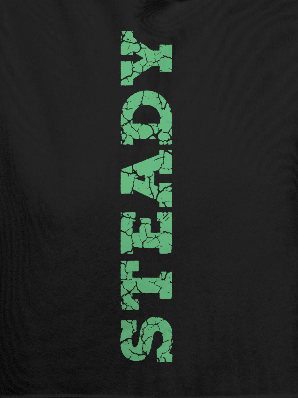 Close up of 'Steady' design on Women's Dark Grey Hoodie Sweatshirt, highlighting intricate details and vibrant print.