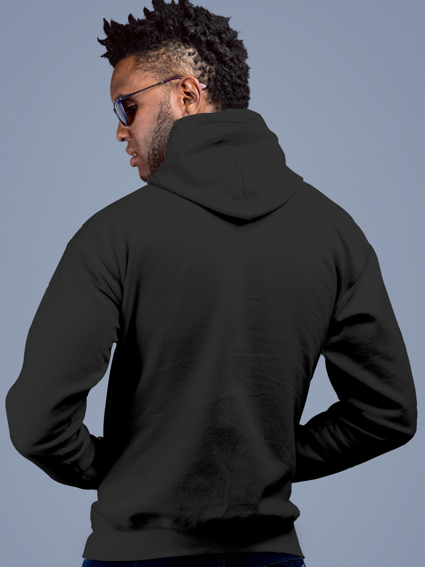 Back view of Fighterhero Men's Dark Grey Hoodie Sweatshirt, highlighting the modern look and clean finish