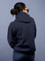 Back view of Fighterhero Women's Navy Blue Hoodie Sweatshirt, highlighting the modern look and clean finish