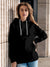 Front view of Fighterhero Women's Black Hoodie Sweatshirt, highlighting the modern look and clean finish