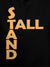 Close up of 'Stand Tall' design on Men's Black Hoodie Sweatshirt, highlighting intricate details and vibrant print.