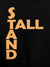 Close up of 'Stand Tall' design on Women's Black Hoodie Sweatshirt, highlighting intricate details and vibrant print.