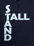 Close up of 'Stand Tall' design on Men's Navy Blue Hoodie Sweatshirt, highlighting intricate details and vibrant print.