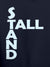 Close up of 'Stand Tall' design on Women's Navy Blue Hoodie Sweatshirt, highlighting intricate details and vibrant print.