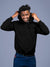 Front view of Fighterhero Men's Black Hoodie Sweatshirt, highlighting the modern look and clean finish