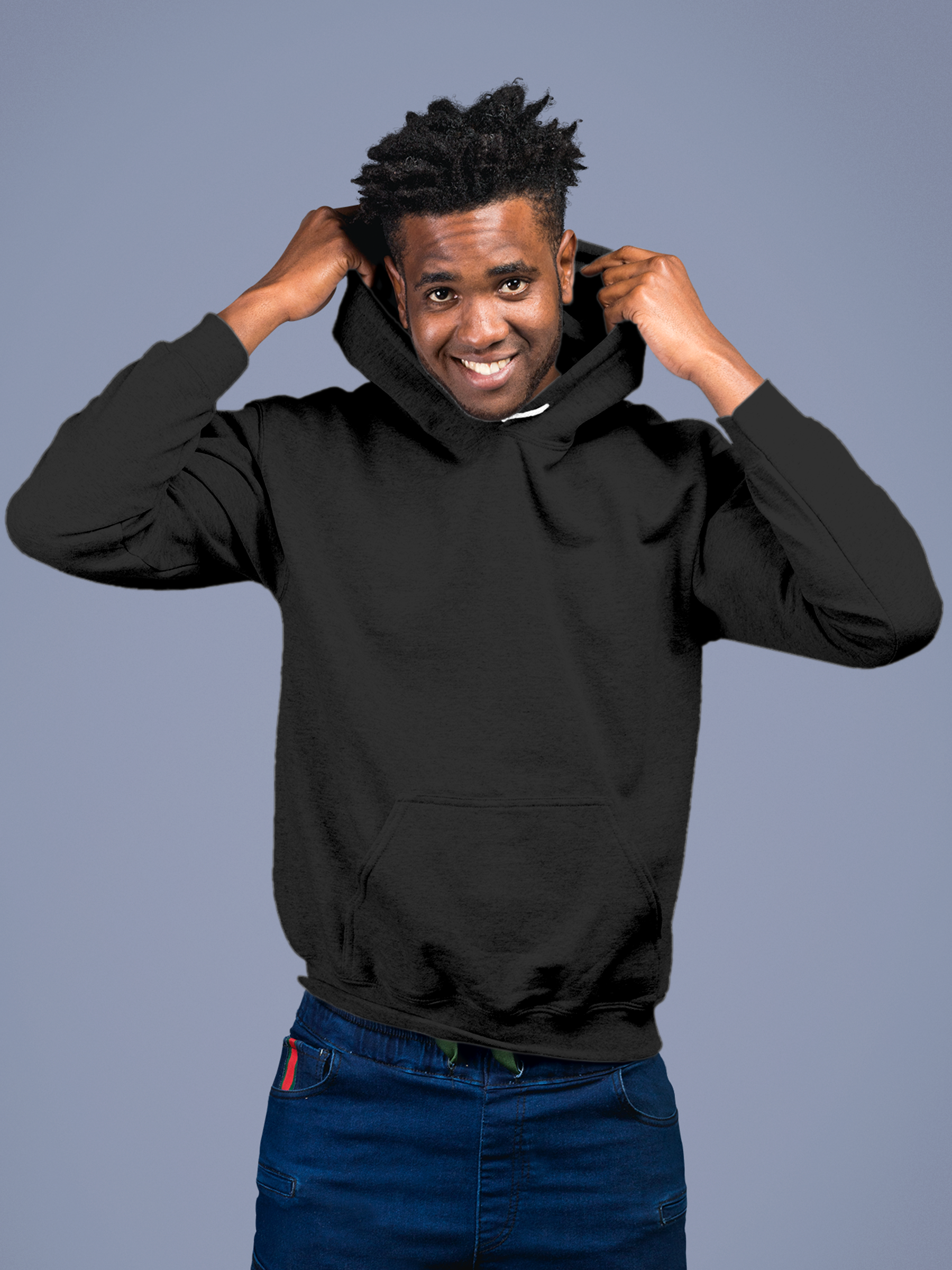 Front view of Fighterhero Men's Charcoal Grey Hoodie Sweatshirt, highlighting the modern look and clean finish