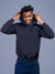 Front view of Fighterhero Men's Navy Blue Hoodie Sweatshirt, highlighting the modern look and clean finish