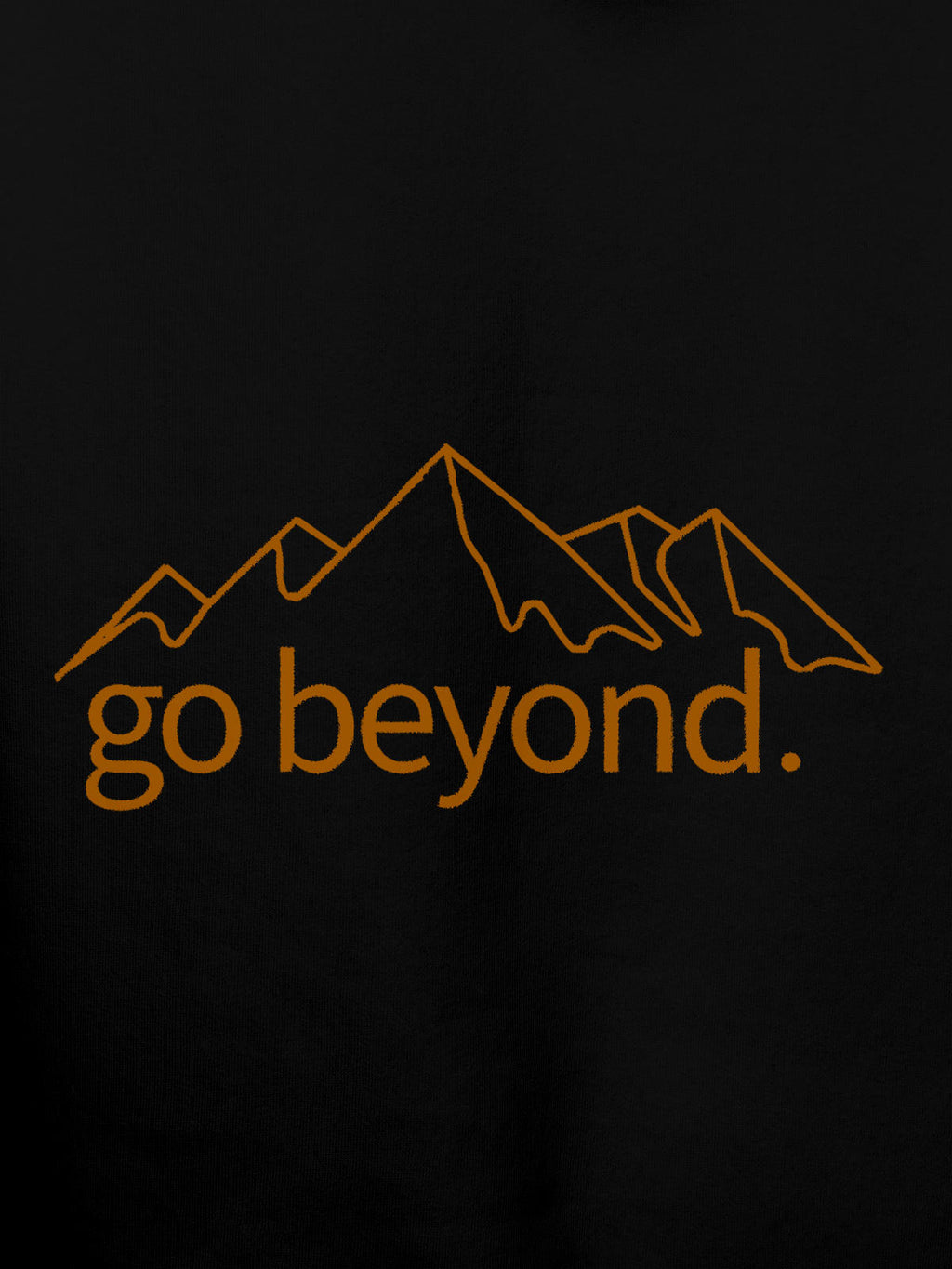 Close up of 'Go Beyond' design on Women's Black Hoodie Sweatshirt, highlighting intricate details and vibrant print.