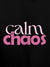 Close up of 'Calm Chaos' design on Men's Black Hoodie Sweatshirt, highlighting intricate details and vibrant print.