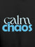 Close up of 'Calm Chaos' design on Men's Dark Grey Hoodie Sweatshirt, highlighting intricate details and vibrant print.