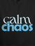Close up of 'Calm Chaos' design on Women's Dark Grey Hoodie Sweatshirt, highlighting intricate details and vibrant print.