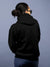 Back view of Fighterhero Women's Black Hoodie Sweatshirt, highlighting the modern look and clean finish
