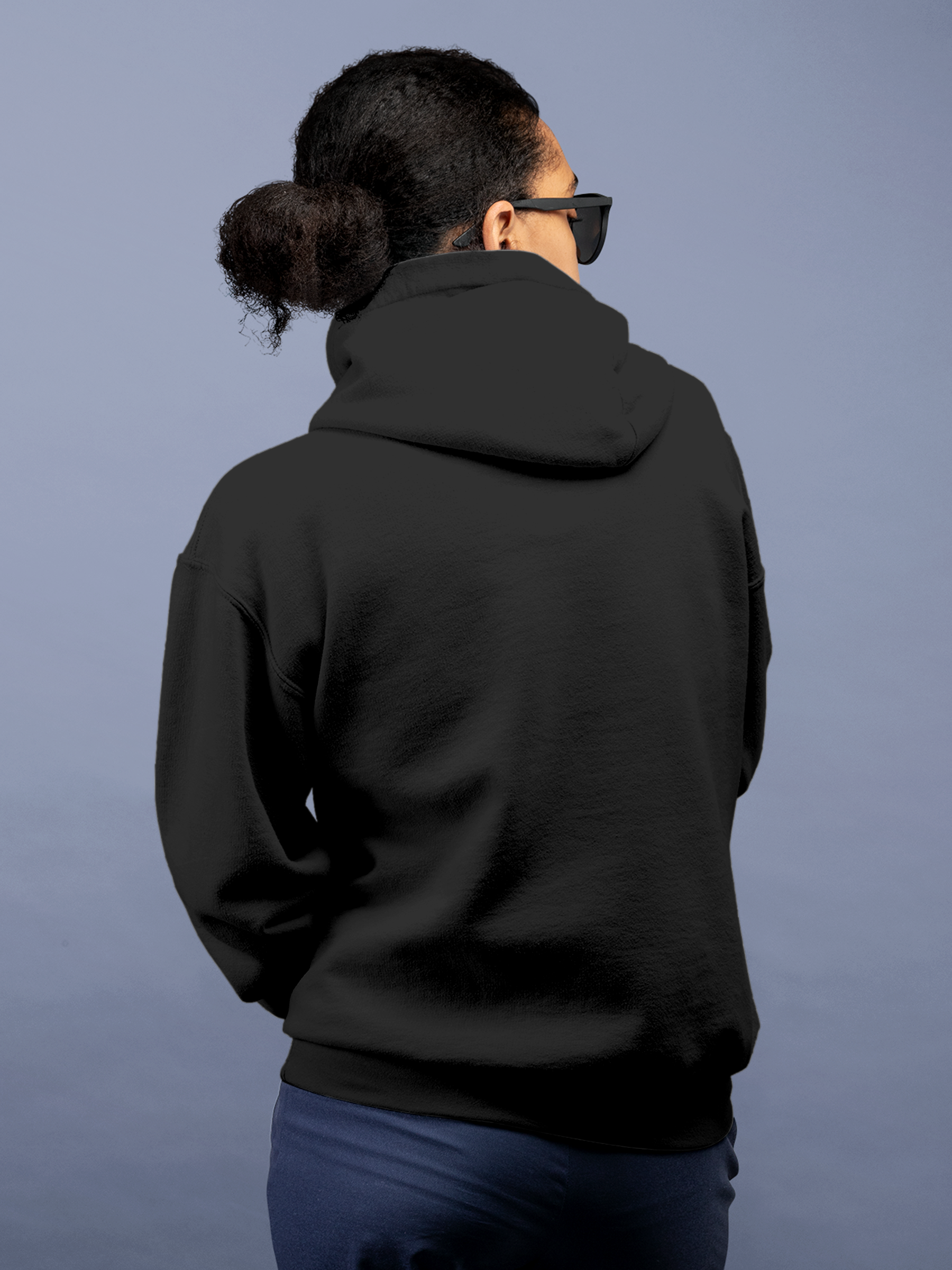 Back view of Fighterhero Women's Charcoal Grey Hoodie Sweatshirt, highlighting the modern look and clean finish