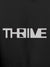 Close up of 'Thrive' design on Men's Dark Grey Hoodie Sweatshirt, highlighting intricate details and vibrant print.