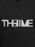 Close up of 'Thrive' design on Women's Dark Grey Hoodie Sweatshirt, highlighting intricate details and vibrant print.