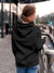 Back view of Fighterhero Women's Dark Grey Hoodie Sweatshirt, highlighting the modern look and clean finish