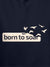 Close up of 'Born To Soar' design on Women's Navy Blue Hoodie Sweatshirt, highlighting intricate details and vibrant print.