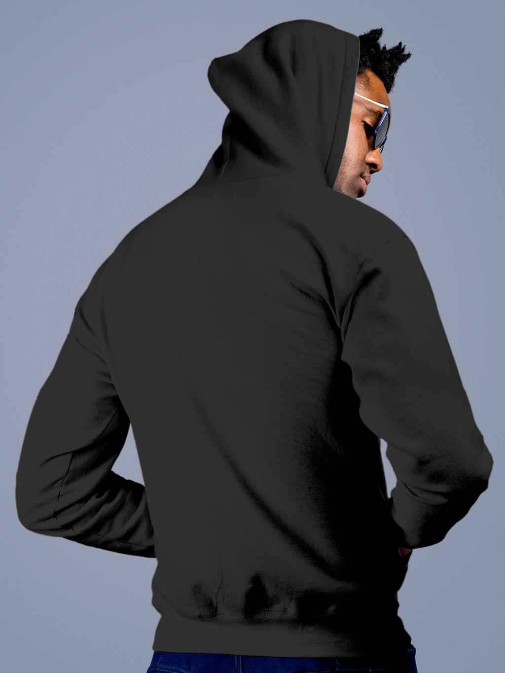 Back view of Fighterhero Men's Dark Grey Hoodie Sweatshirt, highlighting the modern look and clean finish