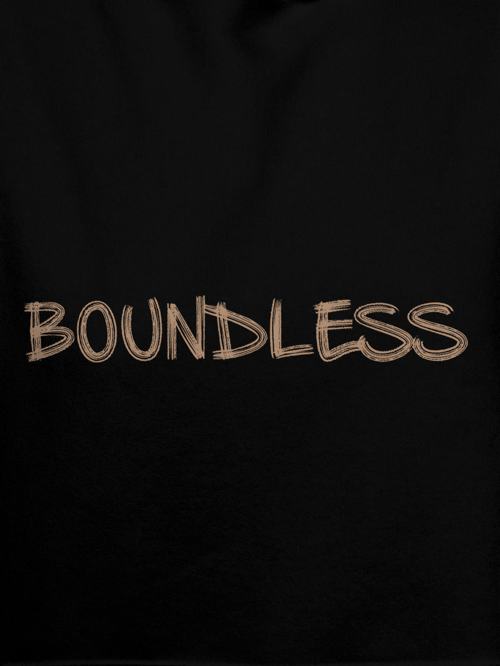 Close up of 'Boundless' design on Men's Black Hoodie Sweatshirt, highlighting intricate details and vibrant print.