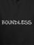 Close up of 'Boundless' design on Men's Dark Grey Hoodie Sweatshirt, highlighting intricate details and vibrant print.