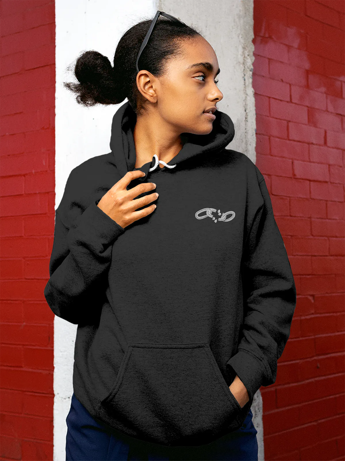 Front view of Fighterhero Women's Dark Grey Hoodie Sweatshirt, highlighting the modern look and clean finish