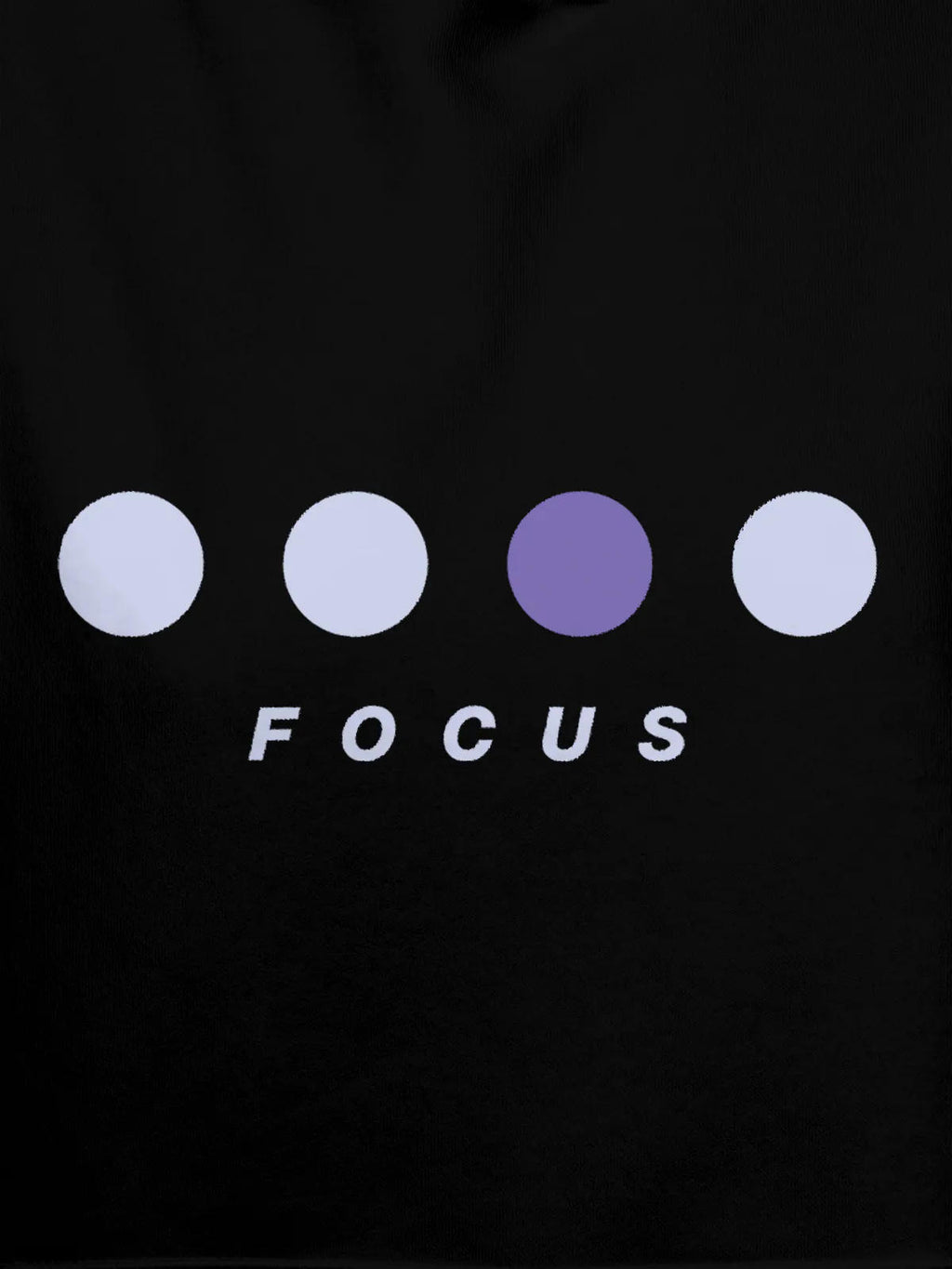 Close up of 'Focus On Goal' design on Men's Black Hoodie Sweatshirt, highlighting intricate details and vibrant print.