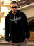 Front view of Fighterhero Men's Black Hoodie Sweatshirt, highlighting the modern look and clean finish