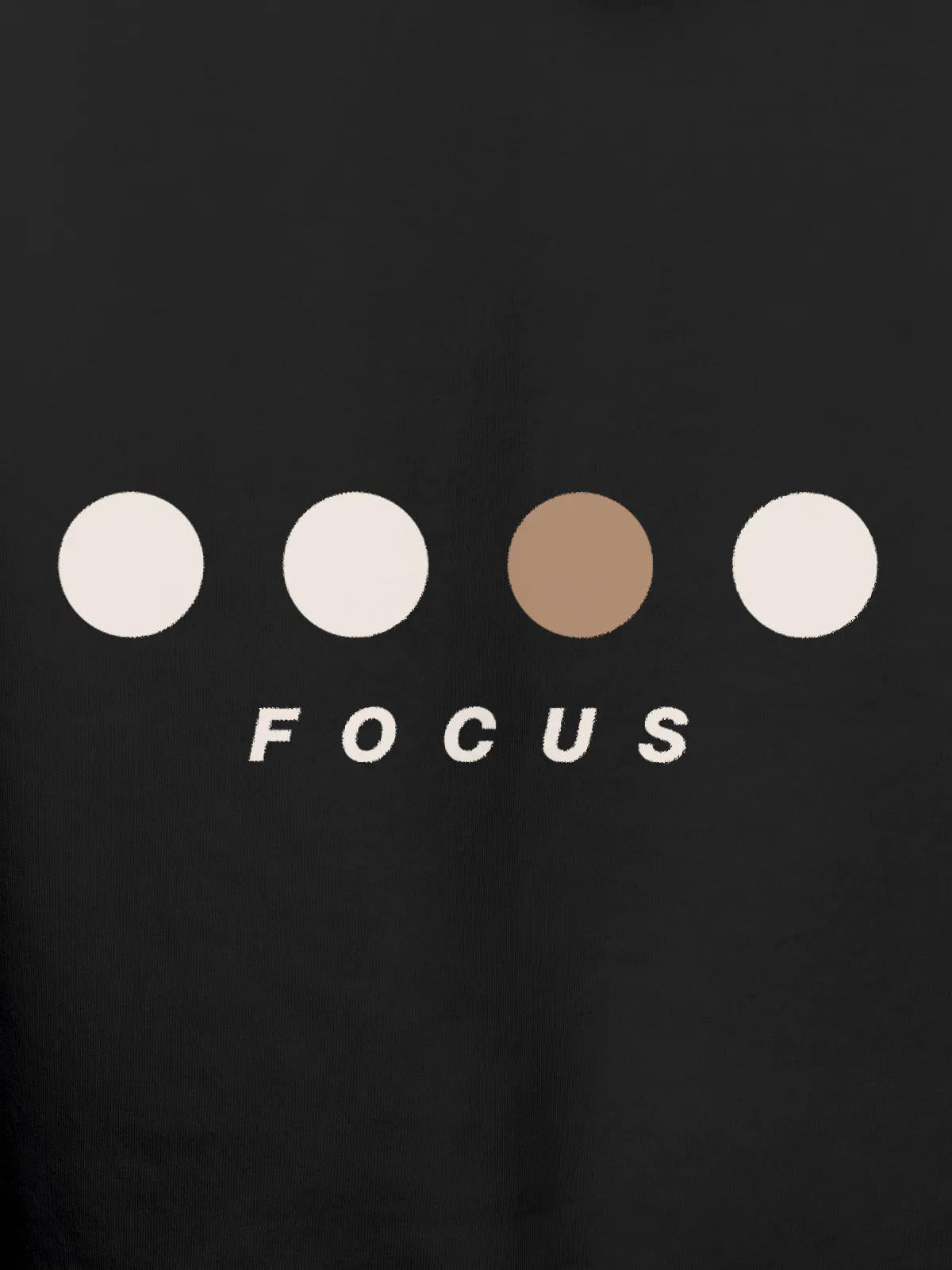 Close up of 'Focus On Goal' design on Women's Dark Grey Hoodie Sweatshirt, highlighting intricate details and vibrant print.