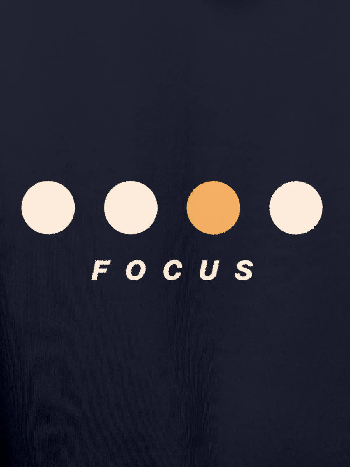 Close up of 'Focus On Goal' design on Women's Navy Blue Hoodie Sweatshirt, highlighting intricate details and vibrant print.