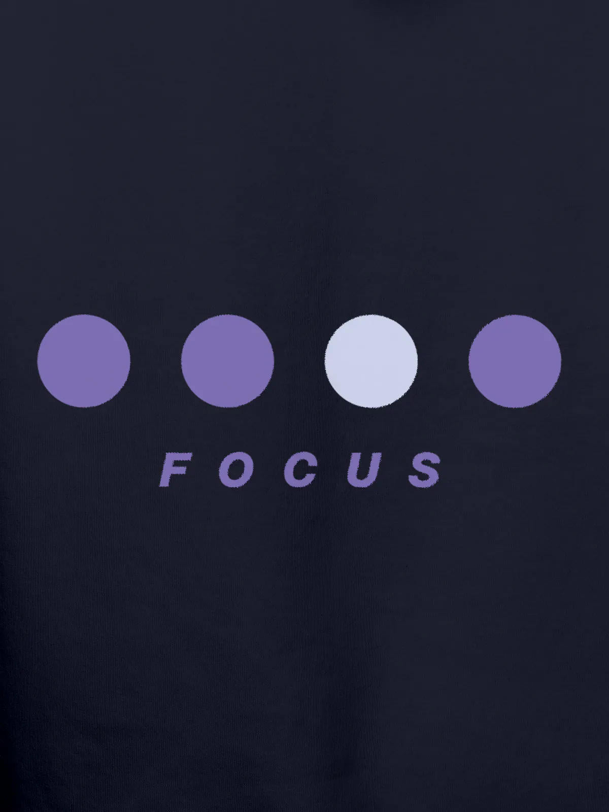 Close up of 'Focus On Goal' design on Women's Navy Blue Hoodie Sweatshirt, highlighting intricate details and vibrant print.